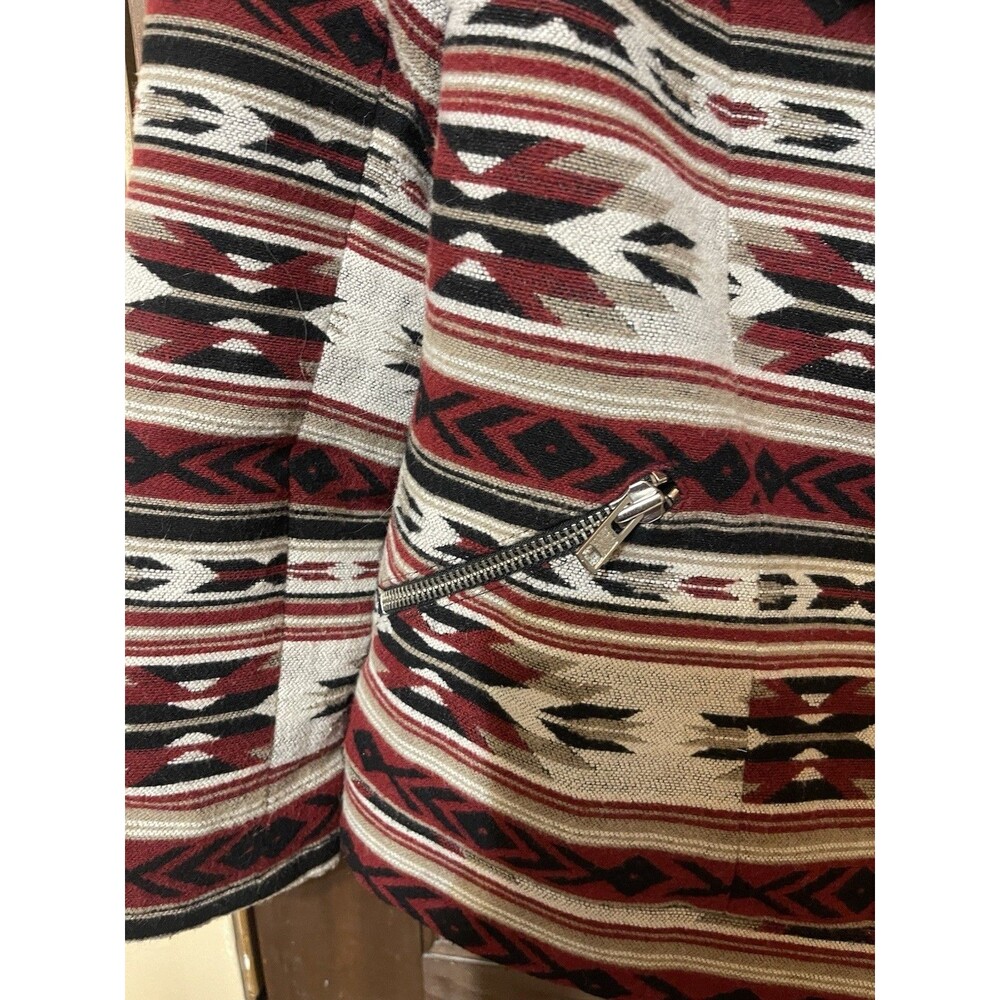 Boxy Southwestern Moto Jacket Size S Aztec Wool Blend Blanket Coat Cowgirl F 21 - Picture 3 of 7